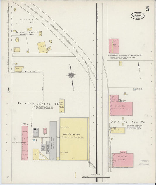 Sanborn Fire Insurance Map from Weirton, Hancock County, West Virginia (1915), Sheet #0005 - Historic Sanborn Fire Insurance Map Print, vintage old map wall art, antique decor, genealogy gift, West Virginia West Virginia map