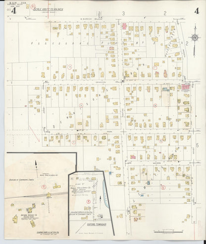 Sanborn Fire Insurance Map from Oxford, Oakland County, Michigan (1945), Sheet #0004 - Historic Sanborn Fire Insurance Map Print, vintage old map wall art, antique decor, genealogy gift, Michigan Michigan map