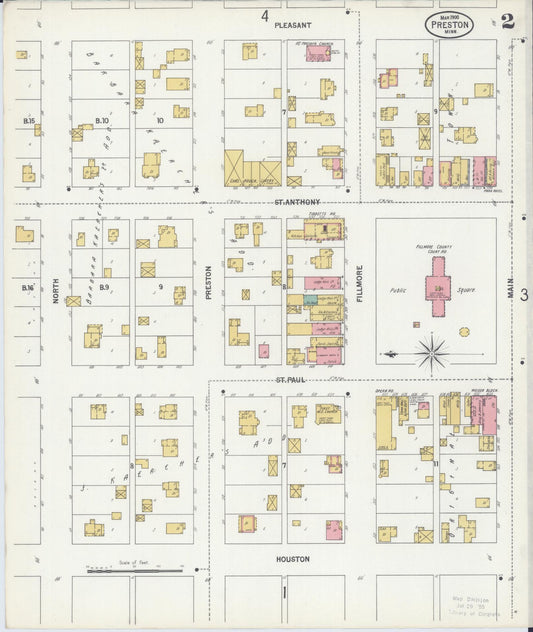Sanborn Fire Insurance Map from Preston, Fillmore County, Minnesota (1900), Sheet #0002 - Historic Sanborn Fire Insurance Map Print, vintage old map wall art, antique decor, genealogy gift, Minnesota Minnesota map