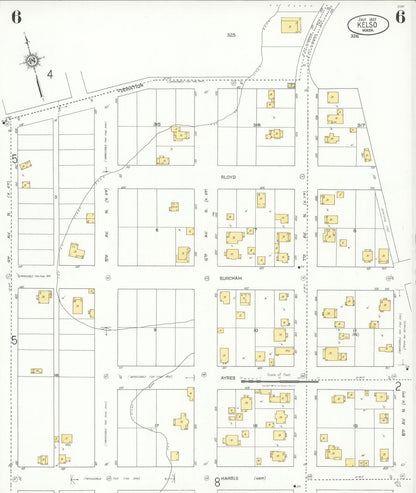 Sanborn Fire Insurance Map from Kelso, Cowlitz County, Washington (1927), Sheet #0006 - Complete Map Set gallery image, historic Sanborn map, vintage wall art, Washington Washington