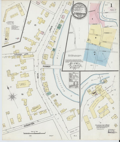 Sanborn Fire Insurance Map from Great Barrington, Berkshire County, Massachusetts (1889), Sheet #0001 - Complete Map Set gallery image, historic Sanborn map, vintage wall art, Massachusetts Massachusetts