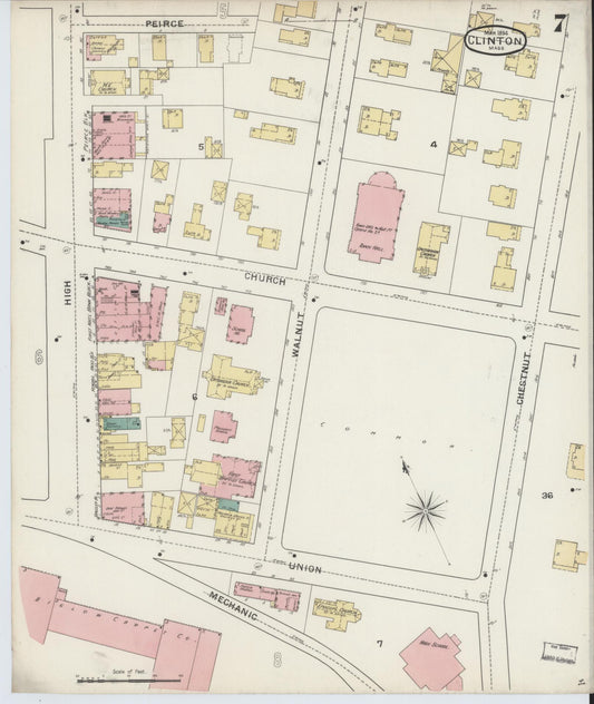 Sanborn Fire Insurance Map from Clinton, Worcester County, Massachusetts (1894), Sheet #0007 - Historic Sanborn Fire Insurance Map Print, vintage old map wall art, antique decor, genealogy gift, Massachusetts Massachusetts map