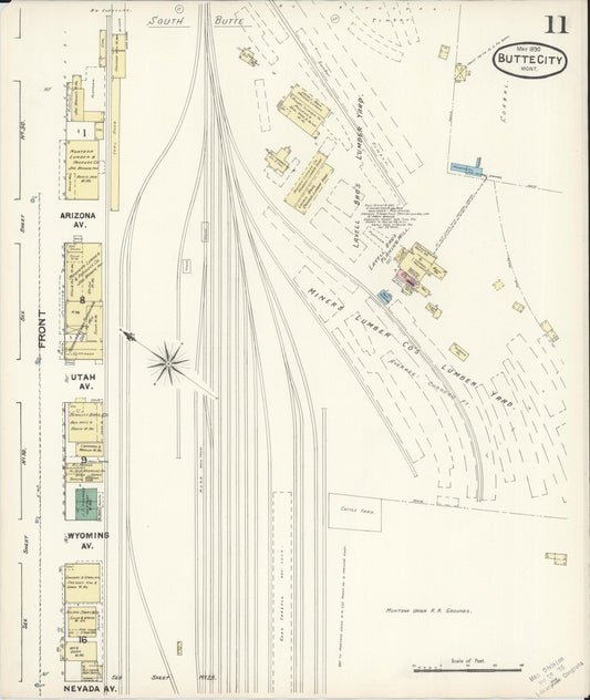 Sanborn Fire Insurance Map from Butte, Silver Bow County, Montana (1890), Sheet #0011 - Historic Sanborn Fire Insurance Map Print, vintage old map wall art, antique decor, genealogy gift, Montana Montana map