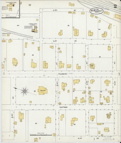 Sanborn Fire Insurance Map from Mount Pleasant, Titus County, Texas (1906), Sheet #0002 - Complete Map Set gallery image, historic Sanborn map, vintage wall art, Texas Texas