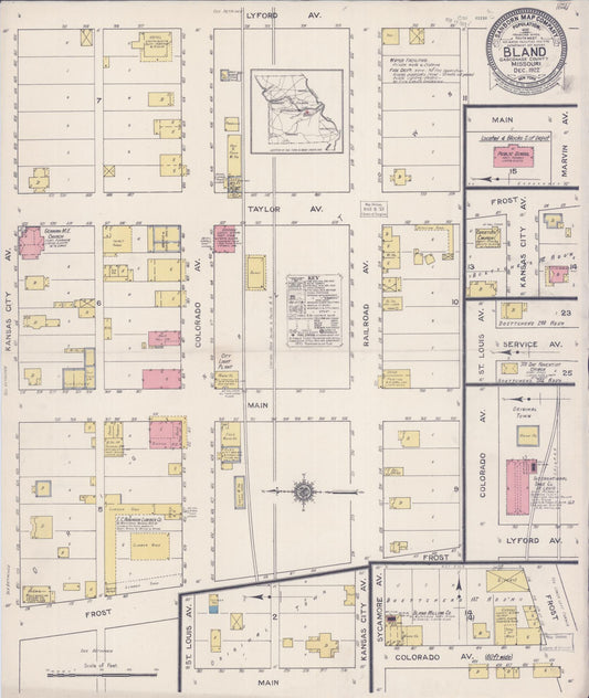 Sanborn Fire Insurance Map from Bland, Gasconade County, Missouri (1922), Sheet #0001 - Historic Sanborn Fire Insurance Map Print, vintage old map wall art, antique decor, genealogy gift, Missouri Missouri map