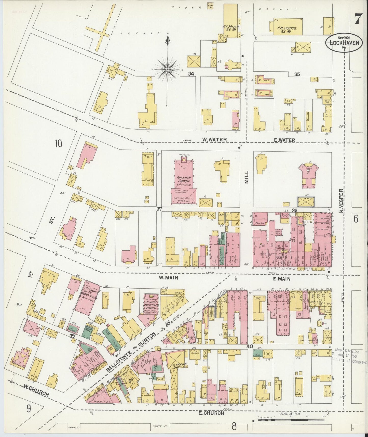 Sanborn Fire Insurance Map from Lock Haven, Clinton County, Pennsylvania (1901), Sheet #0007 - Complete Map Set gallery image, historic Sanborn map, vintage wall art, Pennsylvania Pennsylvania
