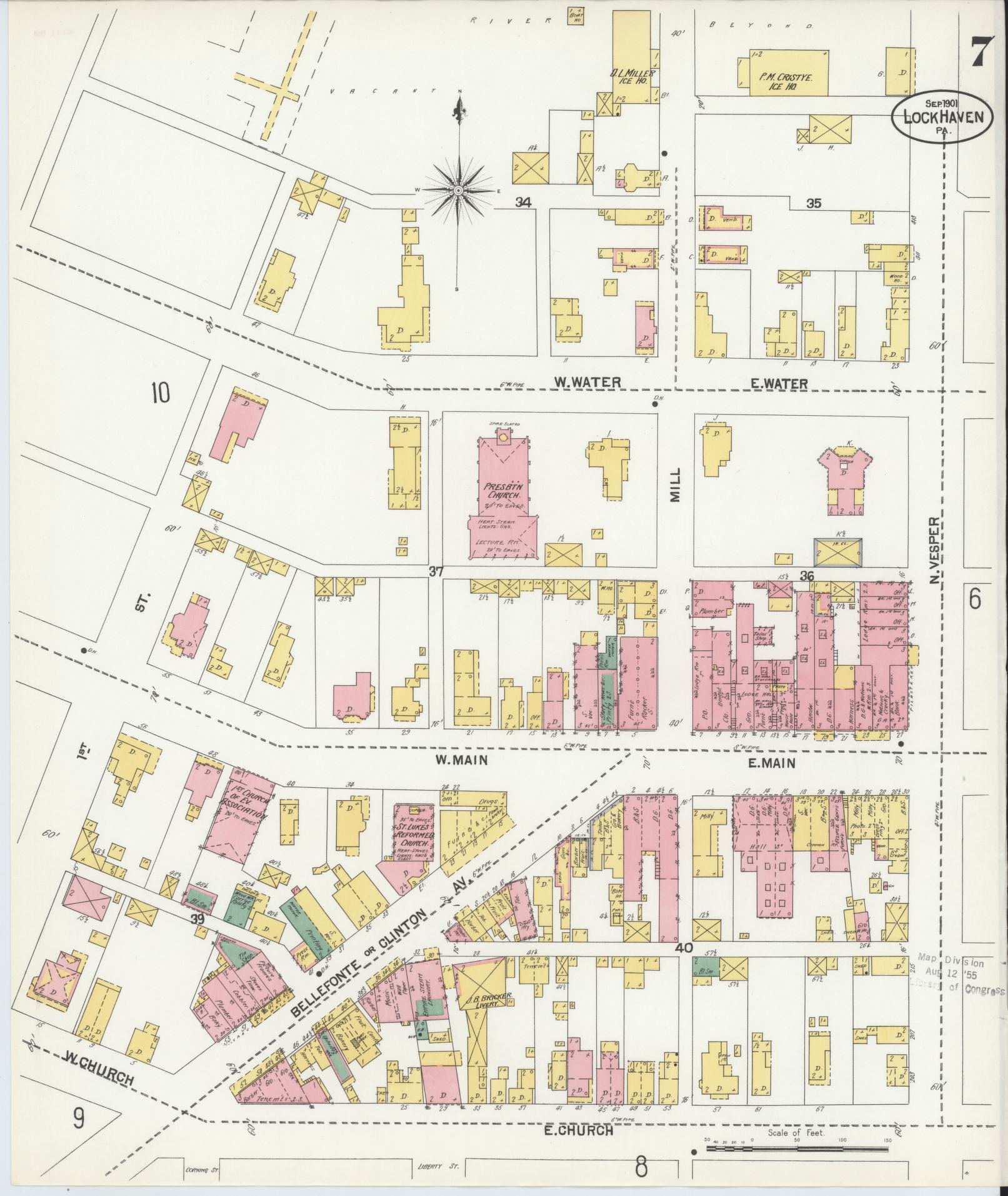 Sanborn Fire Insurance Map from Lock Haven, Clinton County, Pennsylvania (1901), Sheet #0007 - Complete Map Set gallery image, historic Sanborn map, vintage wall art, Pennsylvania Pennsylvania