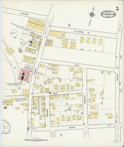 Sanborn Fire Insurance Map from Saint Augustine, Saint John's County, Florida (1917), Sheet #0005 - Historic Sanborn Fire Insurance Map Print, vintage old map wall art, antique decor, genealogy gift, Florida Florida map