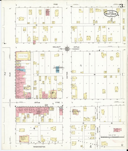 Sanborn Fire Insurance Map from West Union, Fayette County, Iowa (1913), Sheet #0003 - Historic Sanborn Fire Insurance Map Print