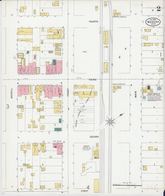 Sanborn Fire Insurance Map from Wadena, Wadena County, Minnesota (1899), Sheet #0002 - Historic Sanborn Fire Insurance Map Print, vintage old map wall art, antique decor, genealogy gift, Minnesota Minnesota map