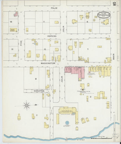 Sanborn Fire Insurance Map from Titusville, Brevard County, Florida (1893), Sheet #0002 - Complete Map Set gallery image, historic Sanborn map, vintage wall art, Florida Florida
