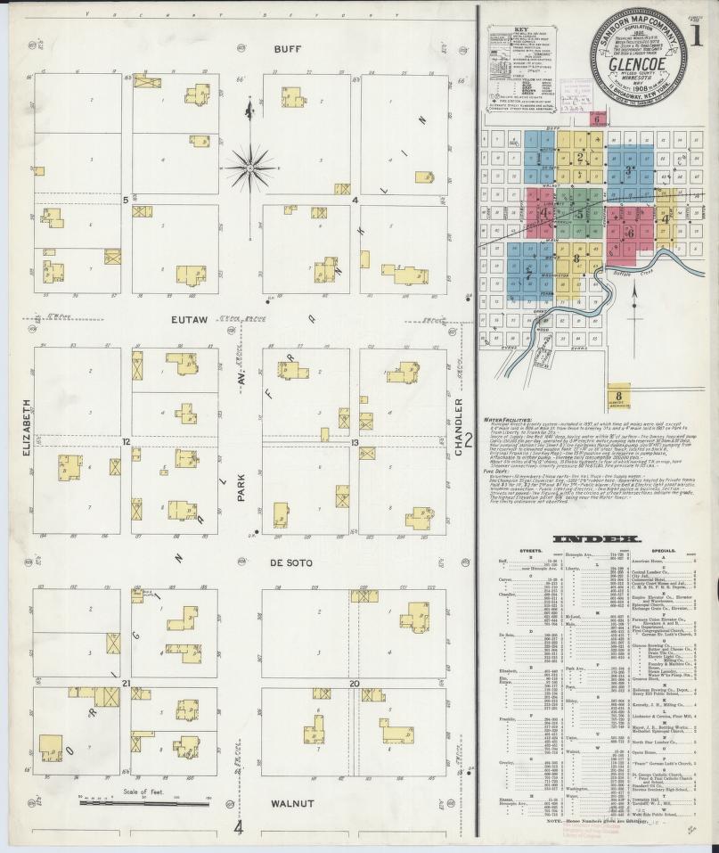 Sanborn Fire Insurance Map from Glencoe, Mcleod County, Minnesota. (1908) – Map View
