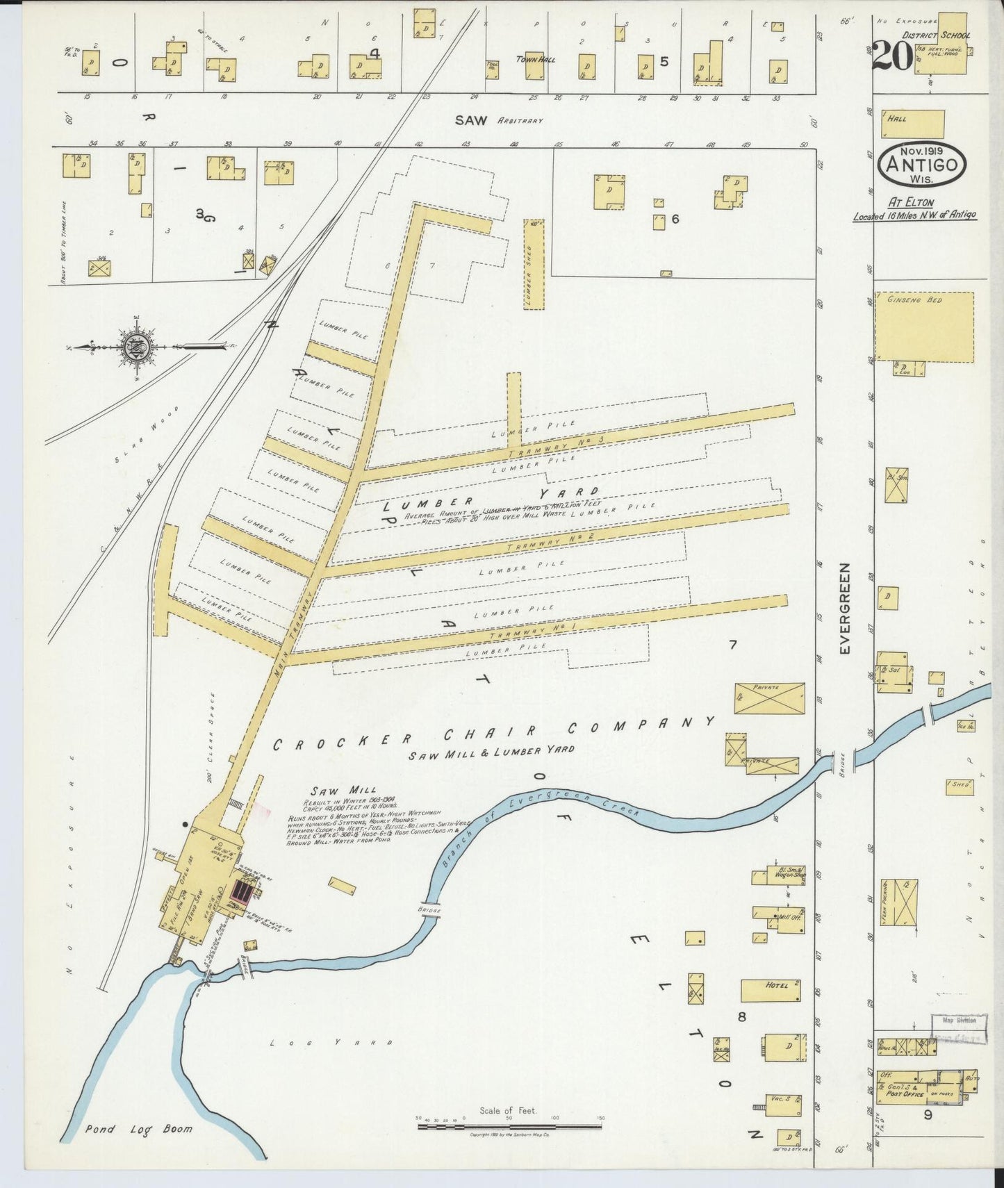 Sanborn Fire Insurance Map from Antigo, Langlade County, Wisconsin (1919), Sheet #0020 - Complete Map Set gallery image, historic Sanborn map, vintage wall art, Wisconsin Wisconsin