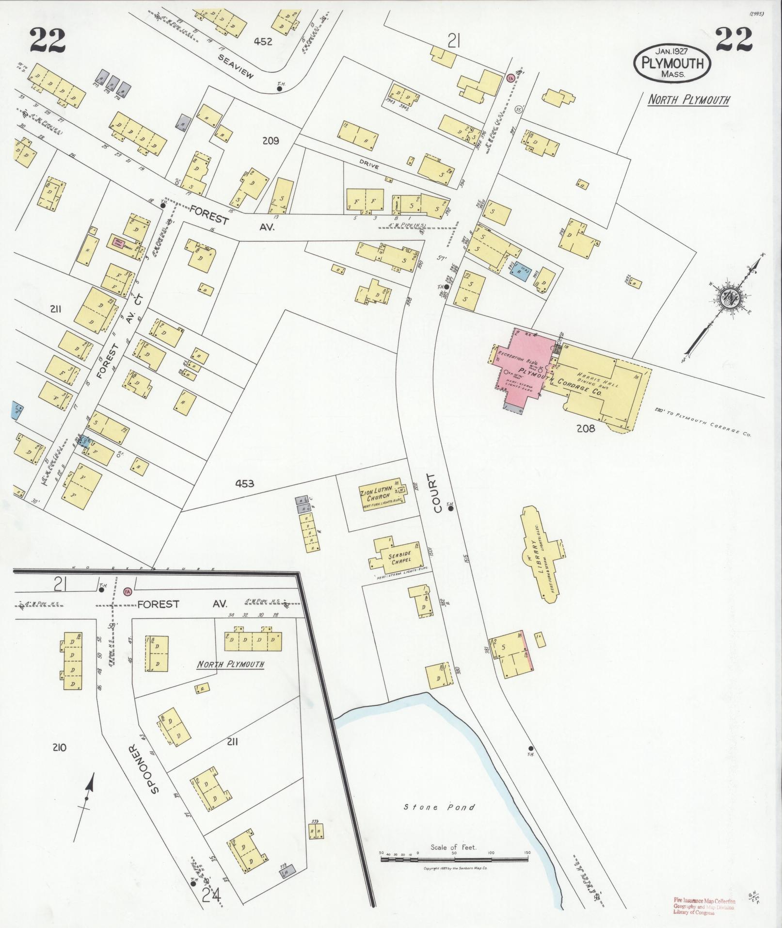 Sanborn Fire Insurance Map from Plymouth, Plymouth County, Massachusetts (1927), Sheet #0022 - Complete Map Set gallery image, historic Sanborn map, vintage wall art, Massachusetts Massachusetts