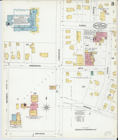 Sanborn Fire Insurance Map from Battle Creek, Calhoun County, Michigan (1902), Sheet #0003 - Historic Sanborn Fire Insurance Map Print, vintage old map wall art, antique decor, genealogy gift, Michigan Michigan map
