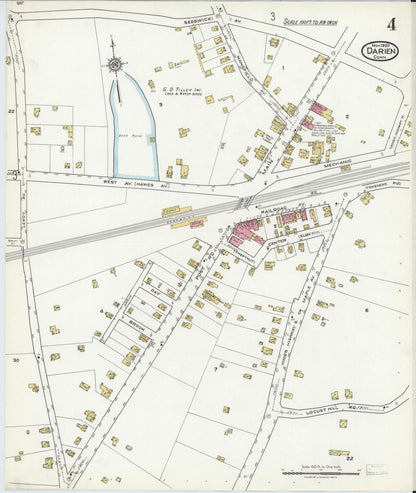 Sanborn Fire Insurance Map from Darien, Fairfield County, Connecticut (1920), Sheet #0004 - Complete Map Set gallery image, historic Sanborn map, vintage wall art, Connecticut Connecticut