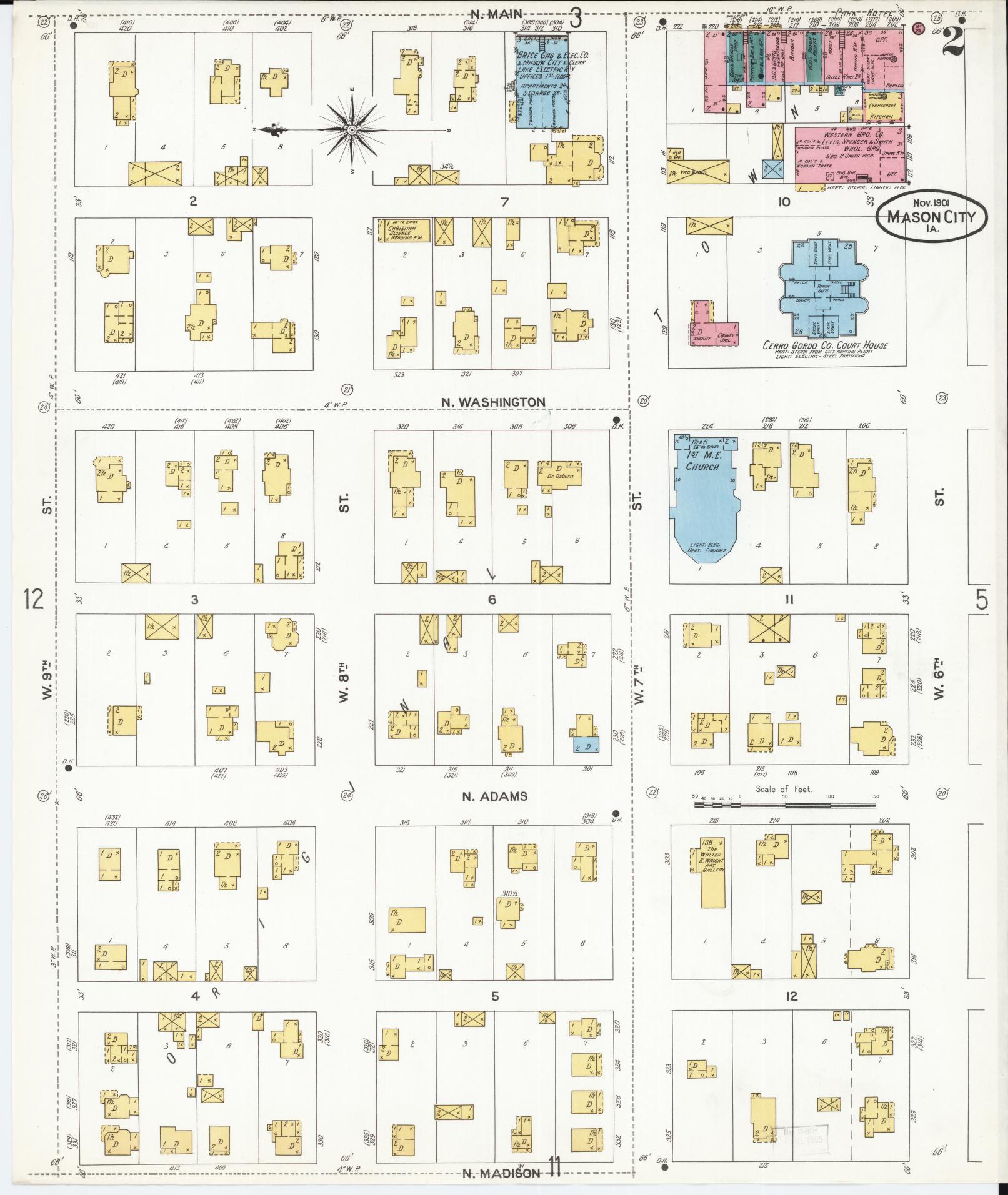 Sanborn Fire Insurance Map from Mason City, Cerro Gordo County, Iowa (1901), Sheet #0002 - Historic Sanborn Fire Insurance Map Print