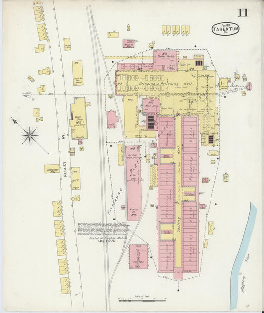 Sanborn Fire Insurance Map from Tarentum, Allegheny County, Pennsylvania (1897), Sheet #0011 - Historic Sanborn Fire Insurance Map Print, vintage old map wall art, antique decor, genealogy gift, Pennsylvania Pennsylvania map
