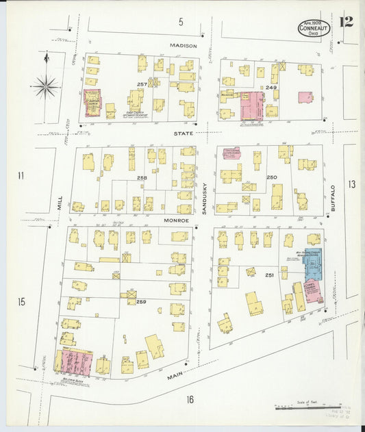 Sanborn Fire Insurance Map from Conneaut, Ashtabula County, Ohio (1909), Sheet #0012 - Historic Sanborn Fire Insurance Map Print, vintage old map wall art, antique decor, genealogy gift, Ohio Ohio map