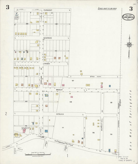 Sanborn Fire Insurance Map from Cheswick, Allegheny County, Pennsylvania (1924), Sheet #0003 - Historic Sanborn Fire Insurance Map Print, vintage old map wall art, antique decor, genealogy gift, Pennsylvania Pennsylvania map