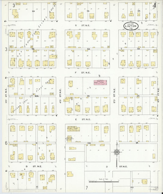 Sanborn Fire Insurance Map from Linton, Greene County, Indiana (1910), Sheet #0004 - Historic Sanborn Fire Insurance Map Print, vintage old map wall art, antique decor, genealogy gift, Indiana Indiana map