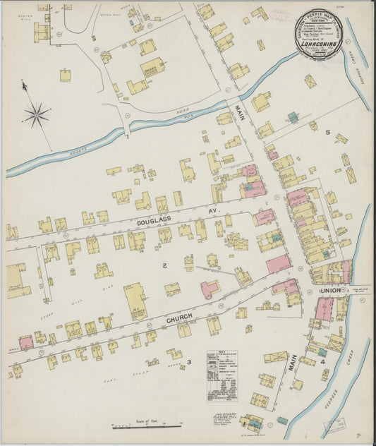 Sanborn Fire Insurance Map from Lonaconing, Allegany County, Maryland (1892), Sheet #0001 - Historic Sanborn Fire Insurance Map Print, vintage old map wall art, antique decor, genealogy gift, Maryland Maryland map