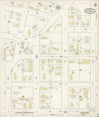 Sanborn Fire Insurance Map from Eureka, Humboldt County, California (1889), Sheet #0009 - Complete Map Set gallery image, historic Sanborn map, vintage wall art, California California