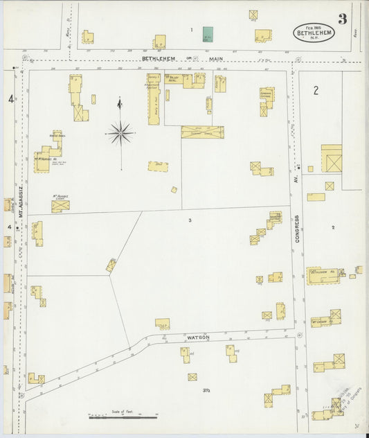 Sanborn Fire Insurance Map from Bethlehem, Grafton County, New Hampshire (1905), Sheet #0003 - Historic Sanborn Fire Insurance Map Print, vintage old map wall art, antique decor, genealogy gift, New Hampshire New Hampshire map