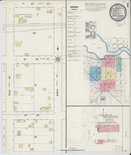 Sanborn Fire Insurance Map from Sauk Centre, Stearns County, Minnesota (1890), Sheet #0001 - Historic Sanborn Fire Insurance Map Print, vintage old map wall art, antique decor, genealogy gift, Minnesota Minnesota map