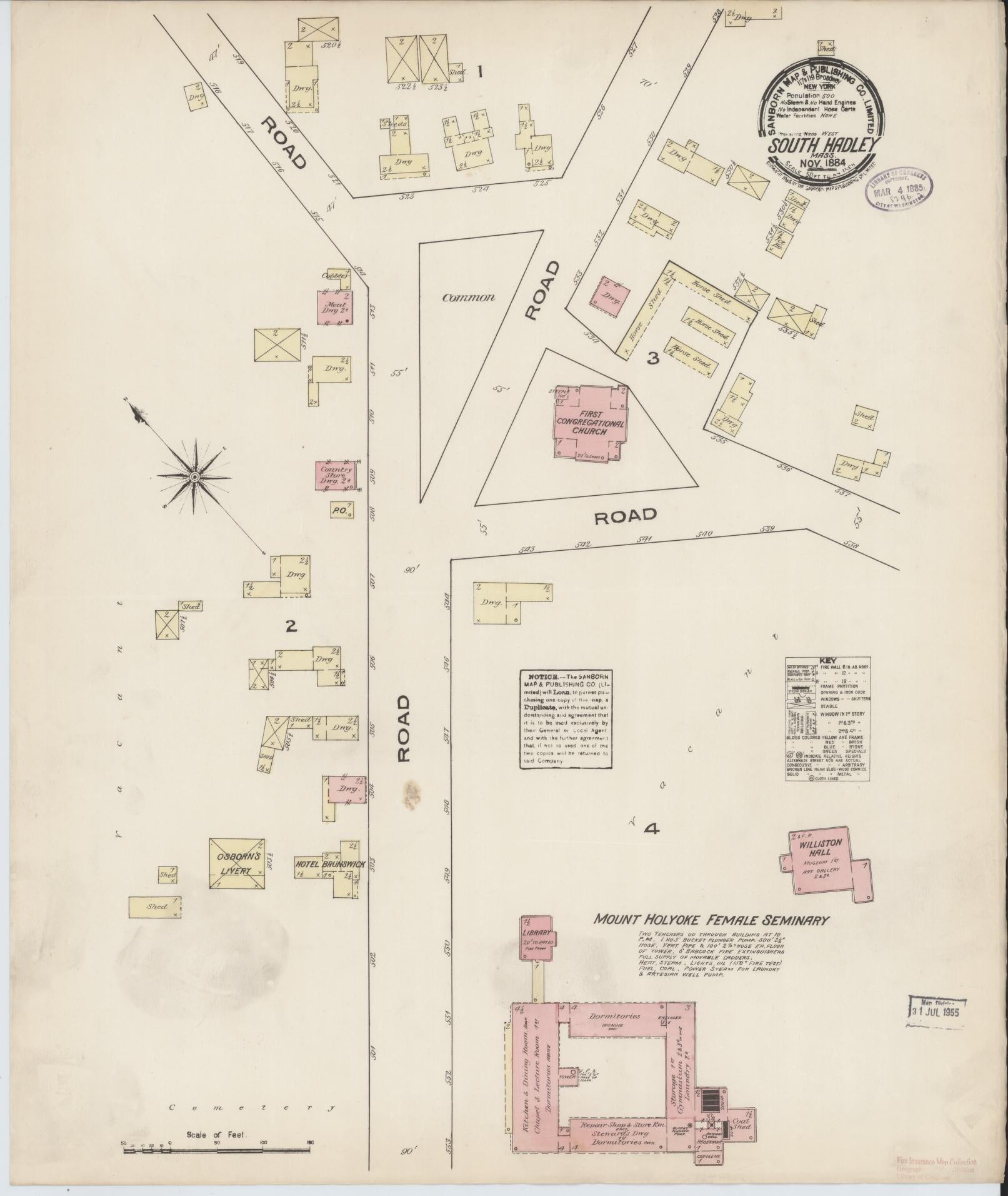 Sanborn Fire Insurance Map from South Hadley, Hampshire County, Massachusetts. (1884) – Historic Sanborn Fire Insurance Map Print