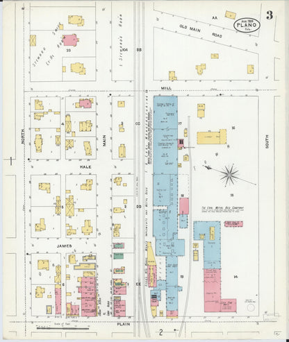 Sanborn Fire Insurance Map from Plano, Kendall County, Illinois (1905), Sheet #0003 - Complete Map Set gallery image, historic Sanborn map, vintage wall art, Illinois Illinois