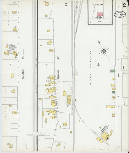 Sanborn Fire Insurance Map from Talihina, Le Flore County, Oklahoma (1901), Sheet #0002 - Complete Map Set gallery image, historic Sanborn map, vintage wall art, Oklahoma Oklahoma