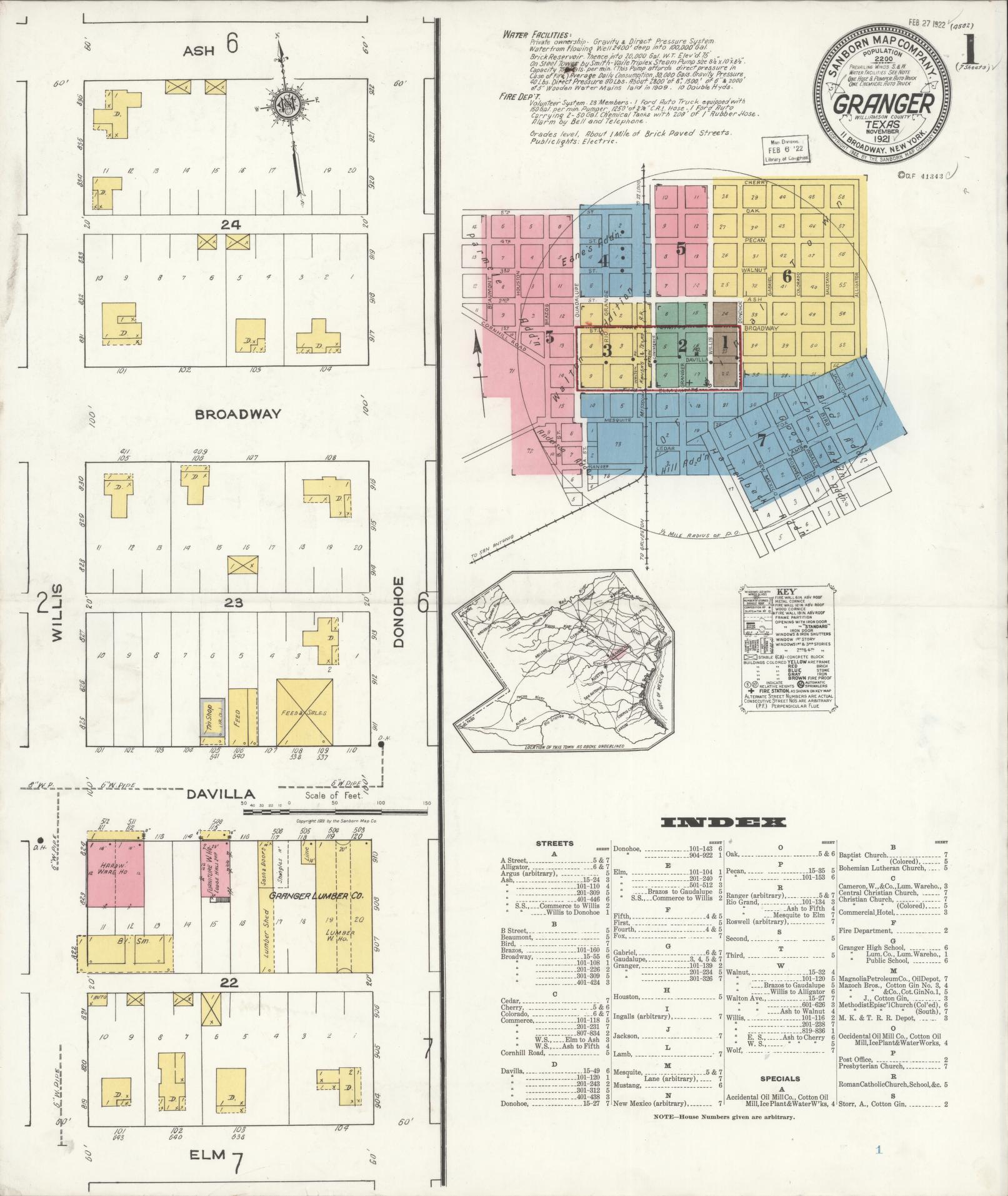 Sanborn Fire Insurance Map from Granger, Williamson County, Texas. (1921) – Historic Sanborn Fire Insurance Map Print