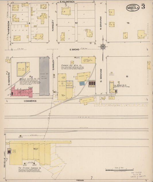 Sanborn Fire Insurance Map from Mineola, Wood County, Texas (1922), Sheet #0003 - Historic Sanborn Fire Insurance Map Print, vintage old map wall art, antique decor, genealogy gift, Texas Texas map