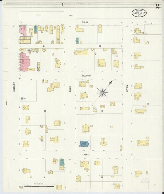 Sanborn Fire Insurance Map from Cave City, Barren County, Kentucky (1909), Sheet #0002 - Historic Sanborn Fire Insurance Map Print, vintage old map wall art, antique decor, genealogy gift, Kentucky Kentucky map