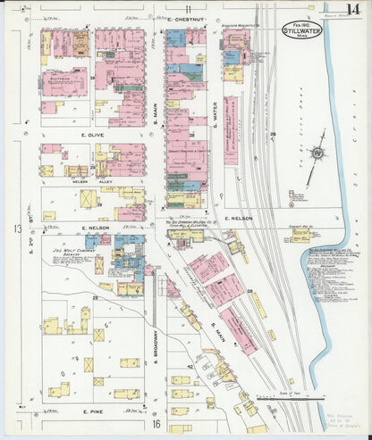 Sanborn Fire Insurance Map from Stillwater, Washington County, Minnesota (1910), Sheet #0014 - Historic Sanborn Fire Insurance Map Print, vintage old map wall art, antique decor, genealogy gift, Minnesota Minnesota map
