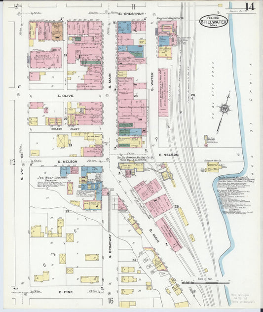 Sanborn Fire Insurance Map from Stillwater, Washington County, Minnesota (1910), Sheet #0014 - Historic Sanborn Fire Insurance Map Print, vintage old map wall art, antique decor, genealogy gift, Minnesota Minnesota map