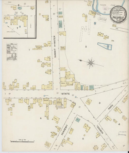 Sanborn Fire Insurance Map from Prospect, Oneida County, New York (1887), Sheet #0001 - Historic Sanborn Fire Insurance Map Print, vintage old map wall art, antique decor, genealogy gift, New York New York map
