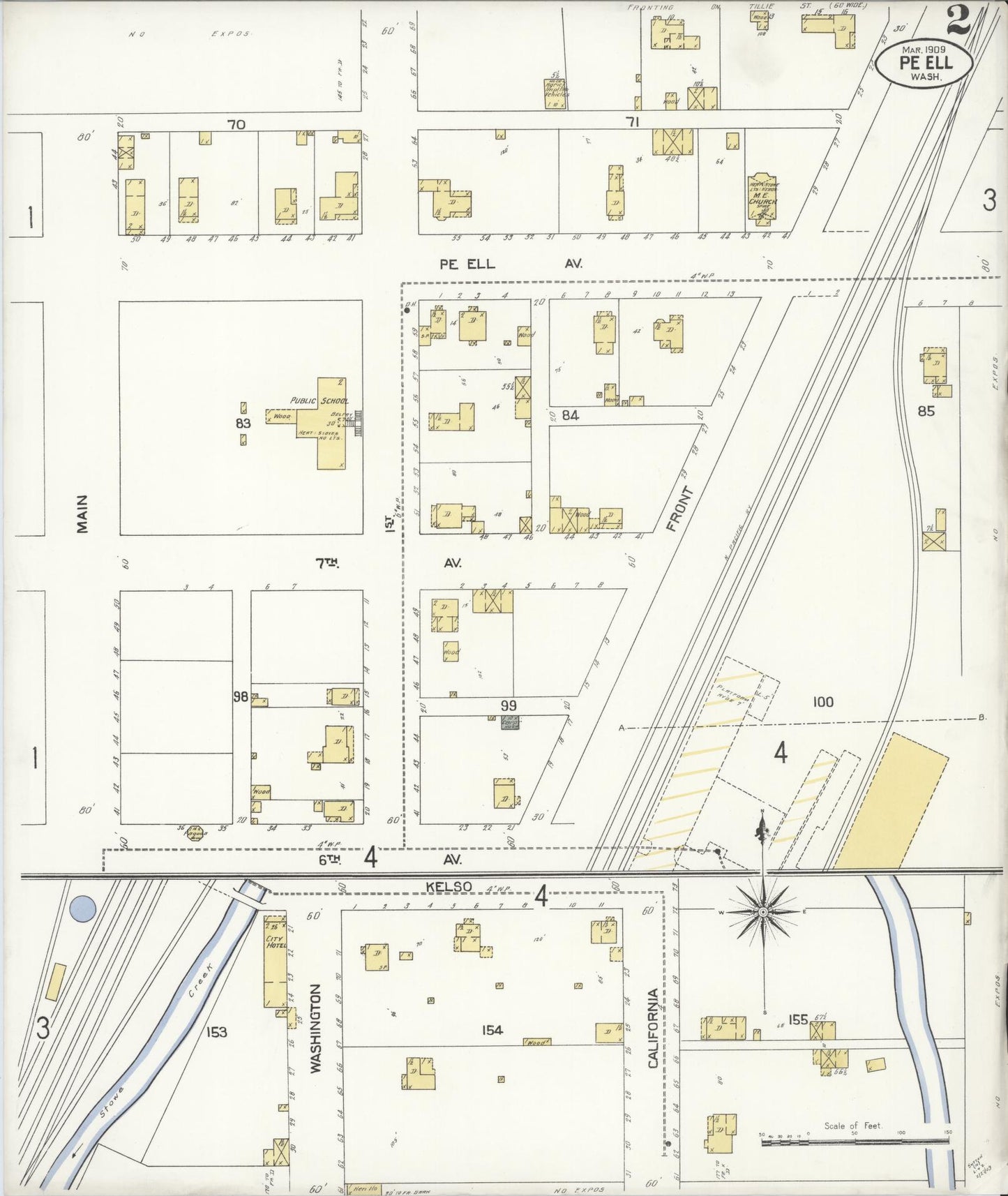 Sanborn Fire Insurance Map from Pe Ell, Lewis County, Washington (1909), Sheet #0002 - Complete Map Set gallery image, historic Sanborn map, vintage wall art, Washington Washington