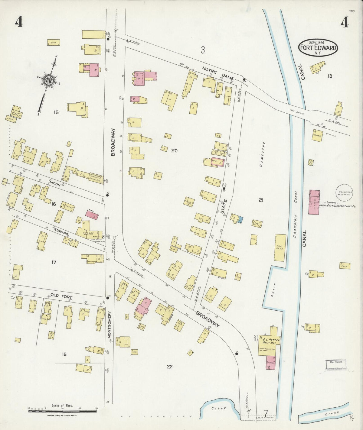 Sanborn Fire Insurance Map from Fort Edward, Washington County, New York (1924), Sheet #0004 - Complete Map Set gallery image, historic Sanborn map, vintage wall art, New York New York