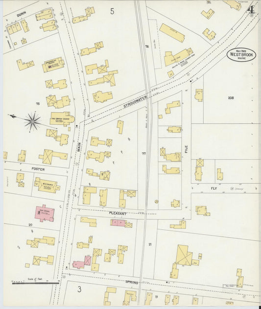 Sanborn Fire Insurance Map from Westbrook, Cumberland County, Maine (1903), Sheet #0004 - Historic Sanborn Fire Insurance Map Print, vintage old map wall art, antique decor, genealogy gift, Maine Maine map
