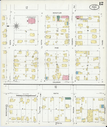 Sanborn Fire Insurance Map from Peru, La Salle County, Illinois (1909), Sheet #0012 - Complete Map Set gallery image, historic Sanborn map, vintage wall art, Illinois Illinois