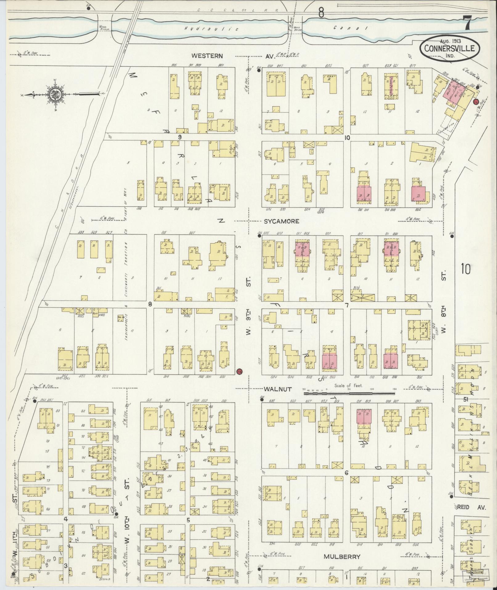 Sanborn Fire Insurance Map from Connersville, Fayette County, Indiana (1913), Sheet #0007 - Complete Map Set gallery image, historic Sanborn map, vintage wall art, Indiana Indiana