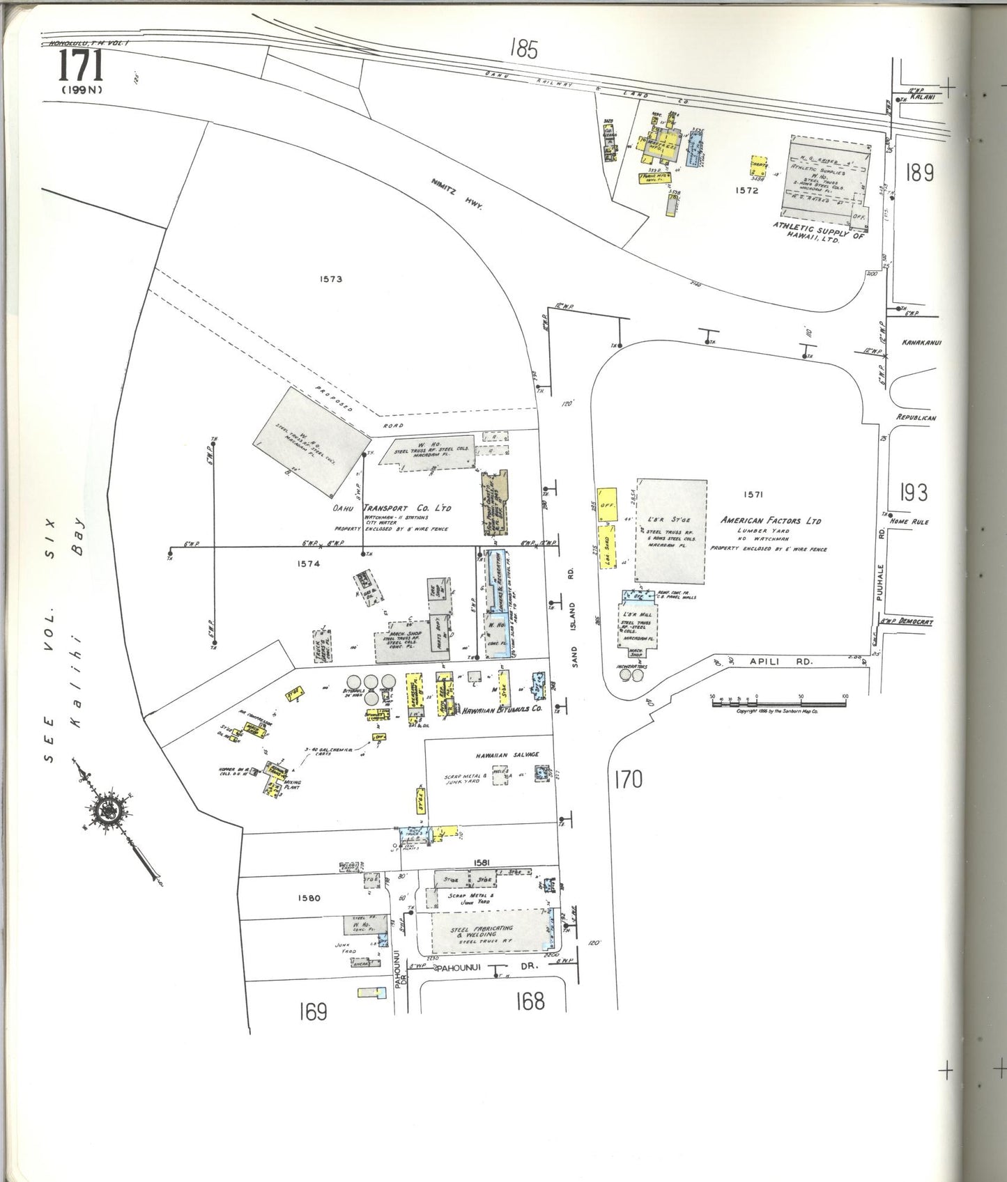 Sanborn Fire Insurance Map from Honolulu, Oahu County, Hawaii (1955), Sheet #0171 - Historic Sanborn Fire Insurance Map Print