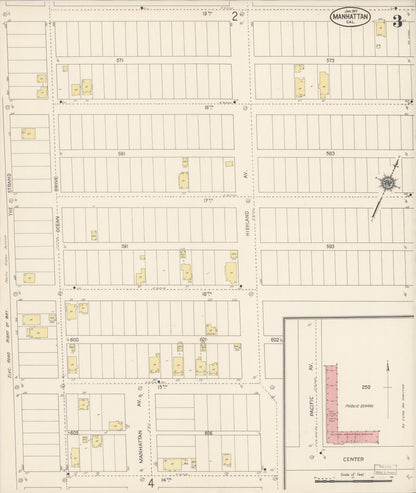 Sanborn Fire Insurance Map from Manhattan Beach, Los Angeles County, California (1917), Sheet #0003 - Historic Sanborn Fire Insurance Map Print, vintage old map wall art, antique decor, genealogy gift, California California map