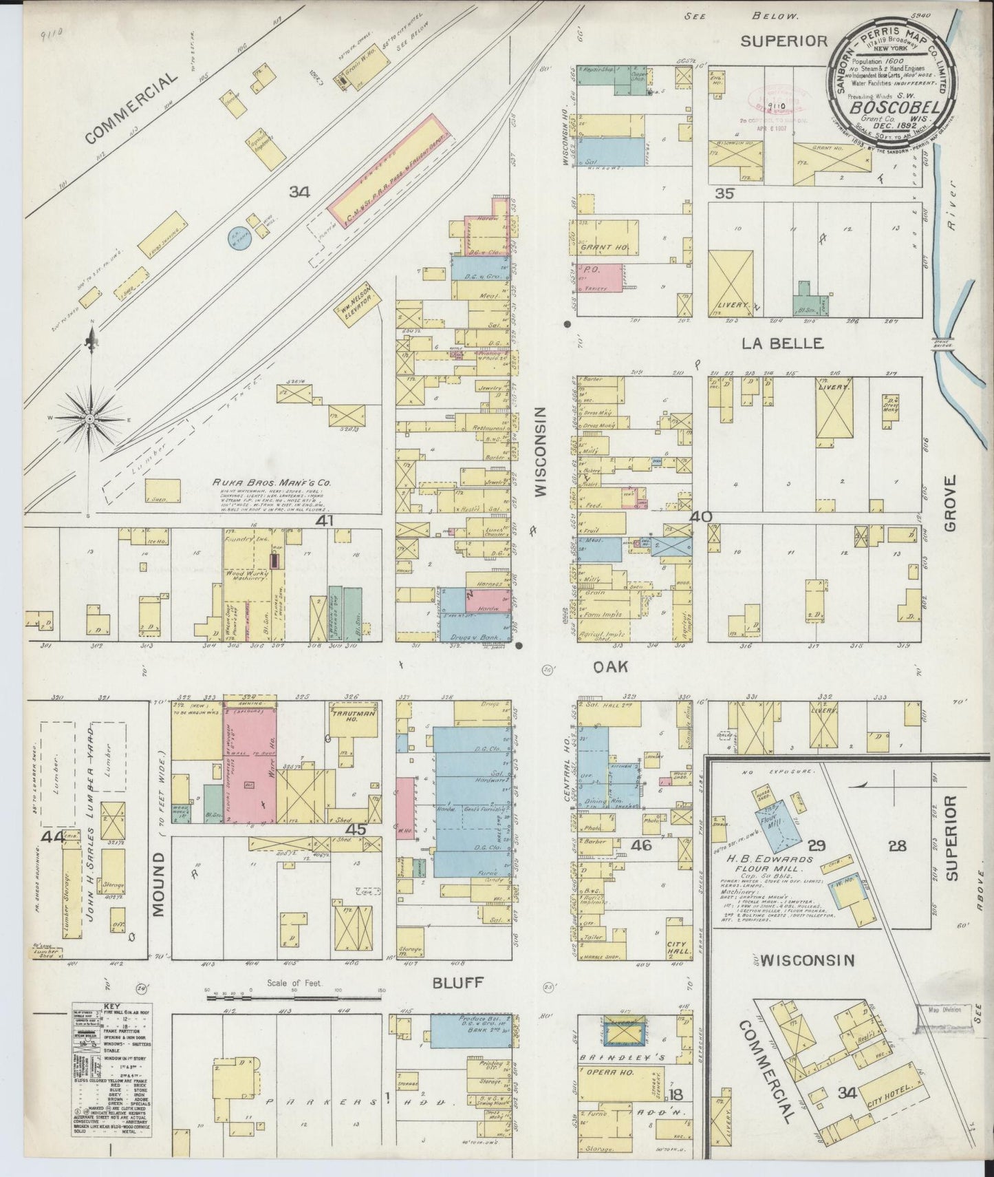 Sanborn Fire Insurance Map from Boscobel, Grant County, Wisconsin (1892), Sheet #0001 - Historic Sanborn Fire Insurance Map Print, vintage old map wall art, antique decor, genealogy gift, Wisconsin Wisconsin map