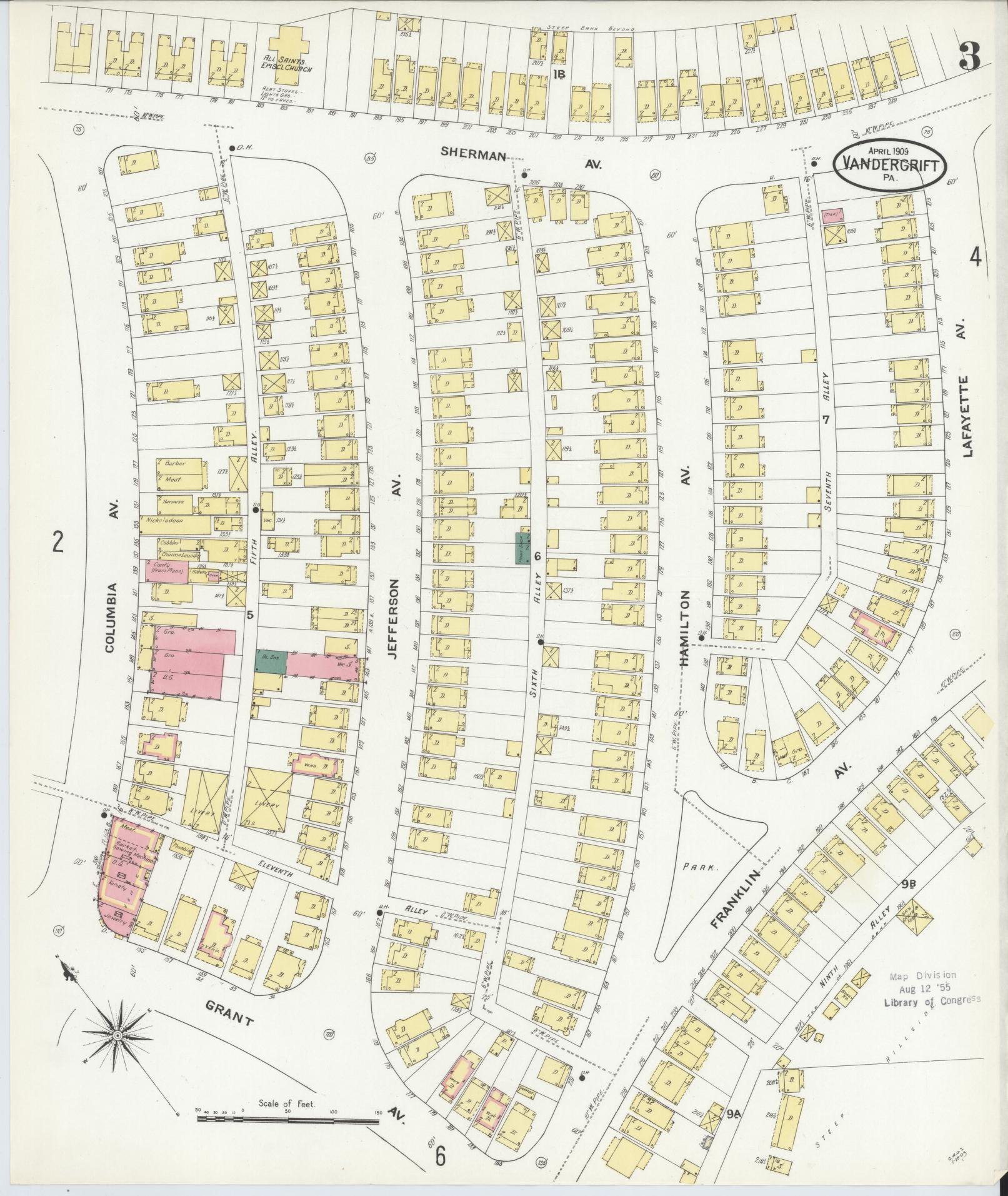 Sanborn Fire Insurance Map from Vandergrift, Westmoreland County, Pennsylvania (1909), Sheet #0003 - Complete Map Set gallery image, historic Sanborn map, vintage wall art, Pennsylvania Pennsylvania
