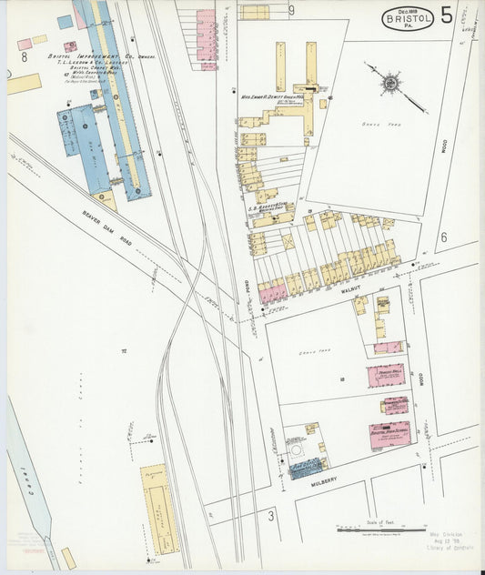 Sanborn Fire Insurance Map from Bristol, Bucks County, Pennsylvania (1927), Sheet #0005 - Historic Sanborn Fire Insurance Map Print, vintage old map wall art, antique decor, genealogy gift, Pennsylvania Pennsylvania map