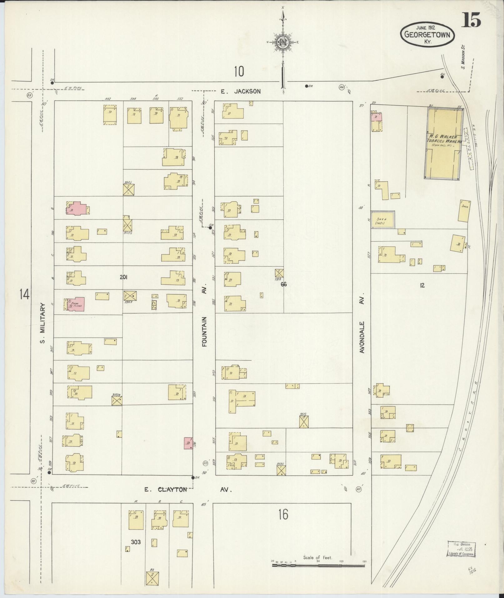 Sanborn Fire Insurance Map from Georgetown, Scott County, Kentucky (1912), Sheet #0015 - Historic Sanborn Fire Insurance Map Print, vintage old map wall art, antique decor, genealogy gift, Kentucky Kentucky map