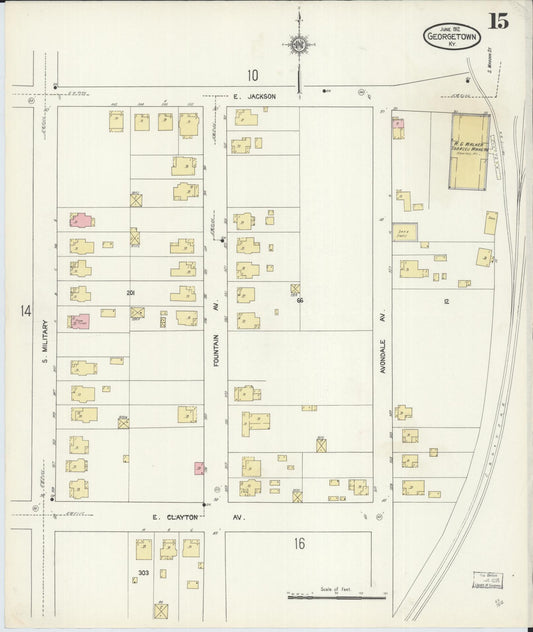 Sanborn Fire Insurance Map from Georgetown, Scott County, Kentucky (1912), Sheet #0015 - Historic Sanborn Fire Insurance Map Print, vintage old map wall art, antique decor, genealogy gift, Kentucky Kentucky map